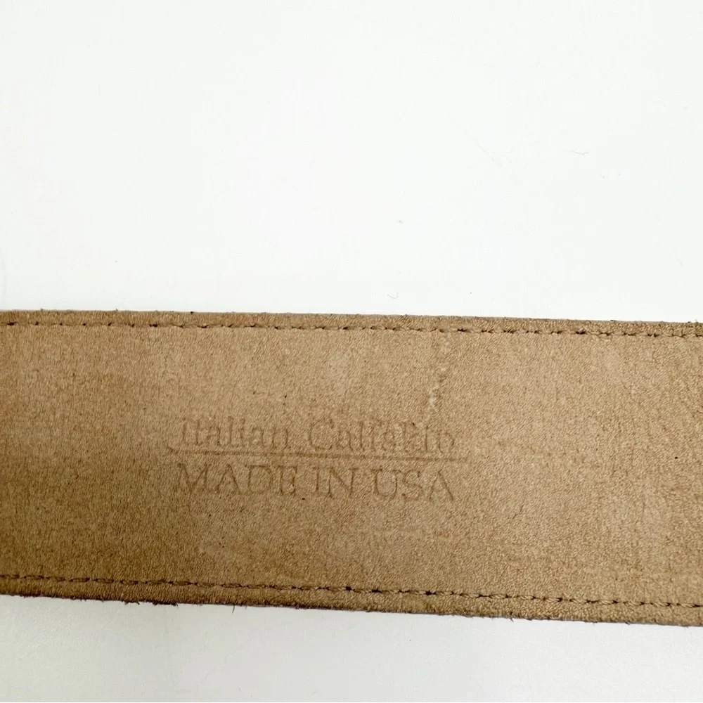 Linda Allard for Ellen Tracy Italian Calfskin Leather Belt, Gold-Tone Buckle, M